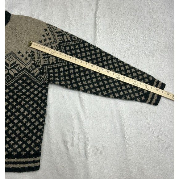 Northern Apparel Sweater Men's XL Wool Fair Isle Snowflake Nordic Green/Beige - Picture 6 of 7